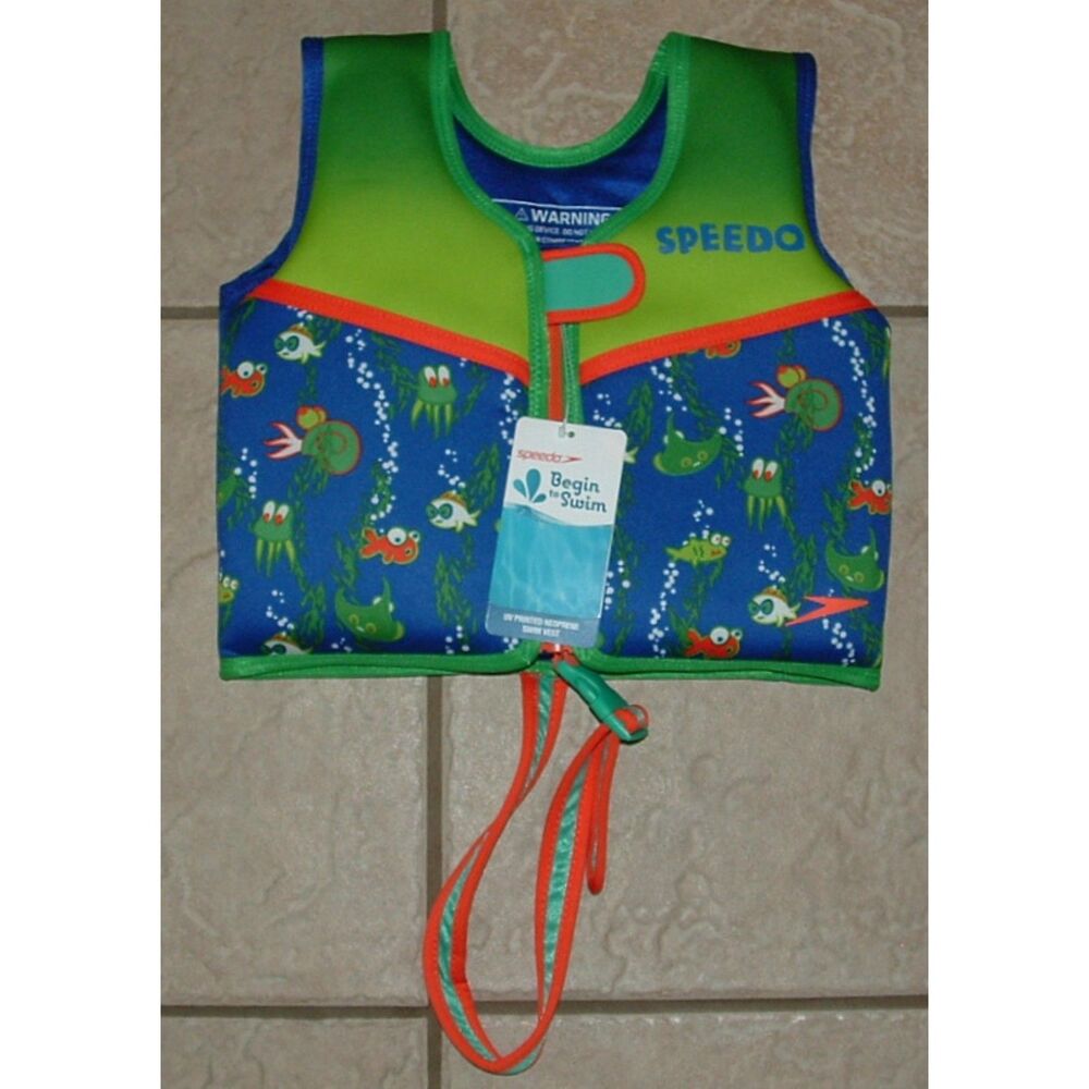 SPEEDO Fish Print Unisex Sz Medium (2-4 years) Neoprene BEGIN TO SWIM Vest NEW